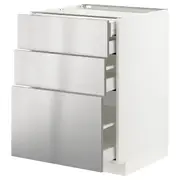 METOD / MAXIMERA base cb 3 frnts/2 low/1 md/1 hi drw, white/Vårsta stainless steel, 60x60x80 cm