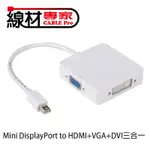 【MR3C】含稅附發票 MINI DISPLAY PORT TO DVI/HDMI/VGA三合一轉接頭 20CM