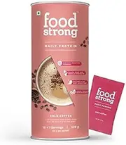Foodstrong Daily Protein|Cold Coffee | Natural Antibiotic Free Grass-Fed Whey Protein Powder With Turmeric & Green Tea, 529 Gm| 16 Servings