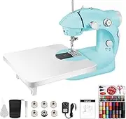 Sewing Machine, Mini Sewing Machine for Beginners, with 99 Pieces Sewing Kit & Case, Portable Sewing Machines - Blue & White