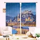 Blue Dull Series Hill 3D Curtain Blockout Photo Printing Curtains Drape Fabric