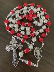 Divine Mercy Catholic Rosary, Wire Wrapped Beads Rosary - Handmade In USA