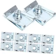 Luxshiny 10Pcs U Nut Fasteners Manganese Steel Motorcycle Bodywork Clips Easy to Install Silver U Clips for Panels and Bumpers High Strength and Elasticity