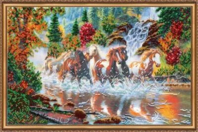 Bead embroidery kit Seven horses needlework kit Art canvas beadwork pattern