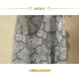 【女神婚紗禮服】高級氣質花花A字裙銀色平口新娘敬酒宴會晚禮服2023092131(A字 氣質 修身 洋裝)