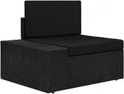 Sectional Corner Sofa with Right Armrest Poly Rattan Black
