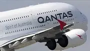 Skymarks 1/100 Qantas A380 Aeroplane Toy Model with Wooden Stand