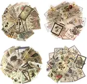 Vintage Postage Stamps Stickers,240Pcs Aesthetic Botanical Deco Paper Stamps Stickers DIY Decorative Washi Scrapbook Stickers for Scrapbooking, Cardmaking, Bullet Journals, Junk Journal Planners Album DIY Craft
