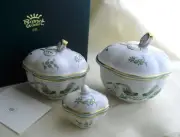 Richard Ginori Green Cock Bonbon Set Of 3 Rare