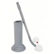 UNGER Toilet Brush with Caddy: Polyester, White, 3 1/2" Brush, 26" Handle
