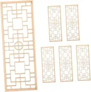 6pcs Miniature Wooden Screen: Dollhouse Chinese Style Folding Panels DIY Room Divider for Dollhouse Furniture and Decoration