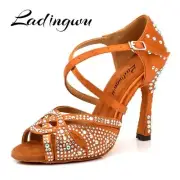 Latin Dance Shoes Women New laser Rhinestone Satin Salsa Party Dancing Shoes