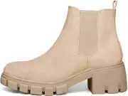 mysoft Women's Platform Chelsea Boots Lug Sole Slip On Chunky Block Heel