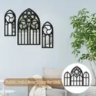 3Pcs Wall Arch Mirrors Set Gothic Wall Mirror Decor Cathedral Arched DQ