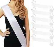 6pcs White Sashes Blank for Pageants,Senior 2025,Prom Queen Plain Satin Custom Personalized Sashes.