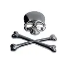 T Tocas Car Motorcycle Skull Crossbones Emblem Metal Decal 3D Sticker Bone Ba...