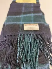 NEW James Pringle Weavers Scarf 100% Lambswool Green Plaid Made In Scotland
