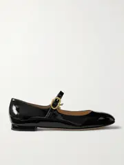 [Gianvito Rossi] Gianvito Rossi - Mary Ribbon Atent-leather Flats - Black - IT37 IT 37 Black