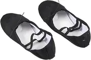 [WRITWAA] Elastic Band Lightweight Dance Shoes for Boys and Girls and Adults Anti-Slip Ballet Shoes Simple Canvas Size 30 Black