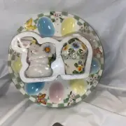 Vintage Easter Egg Plate Bunny Salt n Pepper Shakers Deviled Egg Plate Egg New