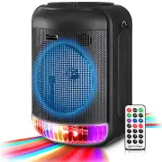 Technical Pro 600 Watts Rechargeable 8" Bluetooth LED Speaker w/ USB/AUX/Mic/FM