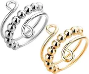 2pcs Relief Ring Ball Fidget Gear Fidget Rings Relief Ring Necklace Worry Fidget Fidget Hand Adjustable Relief Items Fidgets Spiky Metal