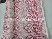 Unique Indian Hand Block Print Quilt With Kantha King Size Bedspread Pink