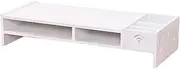 KICHOUSE Multi Function Computer Screen Riser Elegant Desktop Monitor Stand for Laptop Notebook Tv Space Saving Shelf Easy Installation No Screws Required White
