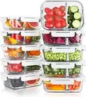 10 Packs 30Oz Glass Meal Prep Containers 2 Compartments Glass Food Storage