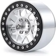 2.2 inches RC Beadlock Wheels/Rims for 1/10 Scale Rc Crawler Car Wraith 90018 Pack of 4 (Silver+Black-Pack of 1)