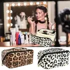 PU Leather Leopard Print Makeup Case Make Up Bags Women Lady Girl