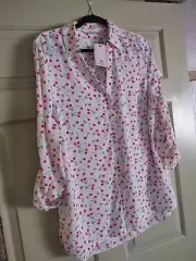 NEW TU Size 16 Ladies Women's white & red Cherries Blouse Tunic Top