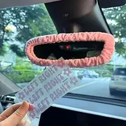 3PCS Pink Left Right Rear View Mirror Sticker and Pink Mirror Cover, Beautiful Car Stickers and Decals for Rearview Window, Cars Decoration Accessories for Women
