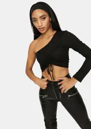 Noir Make You Mine One Shoulder Crop Top