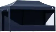 3X6M Gazebo, Pop up Camping Tent Marquee Folding Navy Gazebos Garden Outdoor Wed