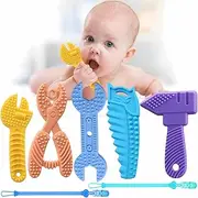 Tongnianle 5 Pack Baby Teething Toys, Soft Molar Teether Chew Toys Set, BPA Free Silicone, Hammer Wrench Scissors Shape, 0-6 6-12 Months