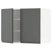 METOD wall cabinet with shelves/2 doors, white/Voxtorp dark grey, 80x37x60 cm