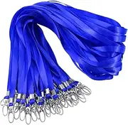 Tanstic 50Pcs Blue Lanyards Kit, Flat Lanyard Bulk with Swivel Hook Clip for Office ID Badges Key Chains