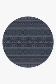 245' Round | Machine Washable Runner Rug | Kid & Pet Friendly | Indoor Rug | Fair Isle Blue Rug | Ruggable