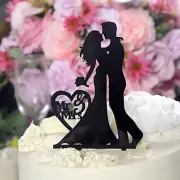 Black 7 in Mr and Mrs Bride Groom Silhouette Acrylic CAKE TOPPERS Party Events