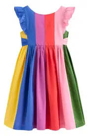 Mini Boden Kids' Prudence Bow Back Party Dress in Multi Rainbow at Nordstrom, Size 2-3Y