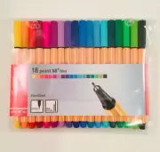 STABILO Point 88 Mini Fineliner Pens, Set of 18 Vivid Colors 4mm Art Pens