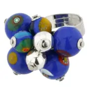 GlassOfVenice Murano Glass Millefiori Sorgente Ring - Blue