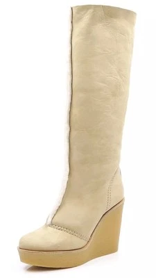 Chloe Women's Wedges Boots Real Fur Sheepskin Double Face Z125117 Size 39