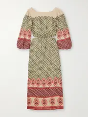 [Saloni] Saloni - Neelam Linen Midi Dress - Multi - UK 14 UK 14 Multi