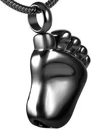 KETIME The Foot Memorial Urn Pendant for Human Ashes -Engravable Stainless Steel Keepsake Jewelry Cremation Necklace