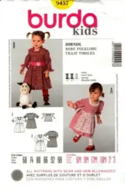 Burda Sewing Pattern 9457 Toddler Dirndl Dress Size US 6M-3