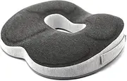 Gautio Coccyx Seat Cushion, Tailbone Hemorrhoid Cushion Pain Relief for Sores & Sciatica, Soft Memory Foam Donut Pillow with Non-Slip Bottom for Office, Gaming Desk Chairs (Grey)