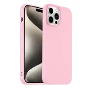 For Apple iPhone 15 Pro Max Silicone Silky Soft Case with Microfiber TPU Ultra Slim Anti Scratch Shockproof Cover (Sand Pink)
