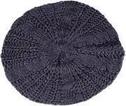 [BESTYASH] Elegant Women's Knitted Beret Hat French Hat Style Cozy Beanie Braided Ski Cap Dark Grey